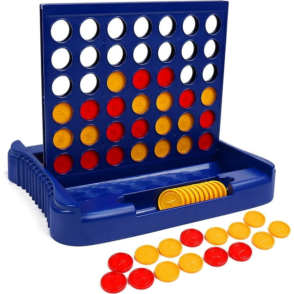 DISEN 4 in a Row, Board Games, Four in a Row Game, Travel Size Line Up 4, Classic Family Toy for Kids and Family for Fun (Blue, 9 Inch)