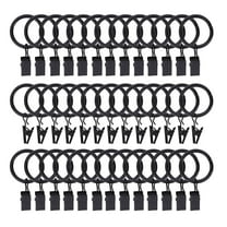 GYDEK 40 Pack Curtain Rings with Clips Hooks 1 inch Rustproof Matte Metal Stainless Steel Drapery Rings for Tension Rod Bracket Eyelets Decorative Hangers, Black (1" Interior Diameter)