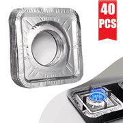 GYDEK 40pcs Aluminum Foil Square Stove Burner Covers, Disposable Gas Range Top Protectors Bib Liners Drip Pans, 8.6" x 8.6"