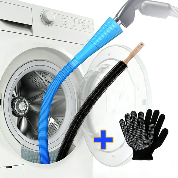 DISEN 4PCS Dryer Vent Cleaning Kit, Dryer Lint Brush Vent Cleaner, Handle Dryer Cleaner Tool, Vacuum Attachment (Blue)