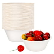 DISEN 50 Pack 9 oz Disposable Paper Bowls 100% Compostable, Heavy-Duty Natural Biodegradable Bagasse, Eco-Friendly Sugar Cane Fibers Bowls