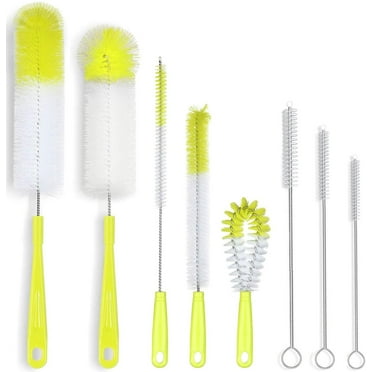 DISEN 8-Pack Bottle Cleaning Brush Set - Long Bottle Cleaner for Washing Beer/Wine Narrow Neck Bottles, Hummingbird Feeder, Sport Well, Plus Kettle Cleaner, Straw Brush