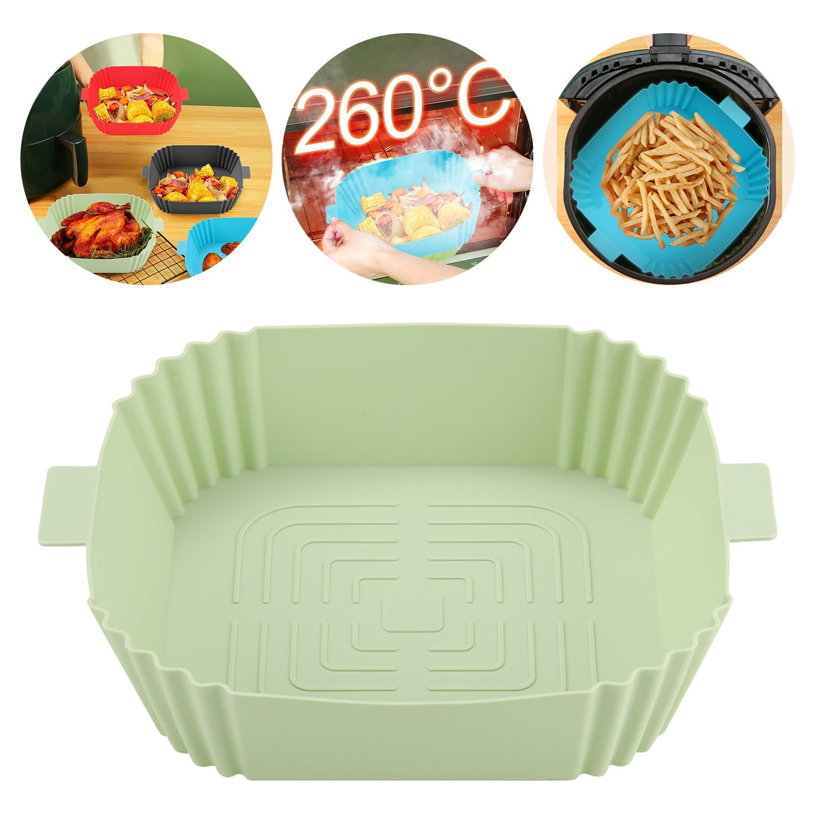 2 Pack Air Fryer Silicone Liners - 8 Inch Square Reusable Non-Stick Basket Pot For 4-6 QT Fryers - View #4