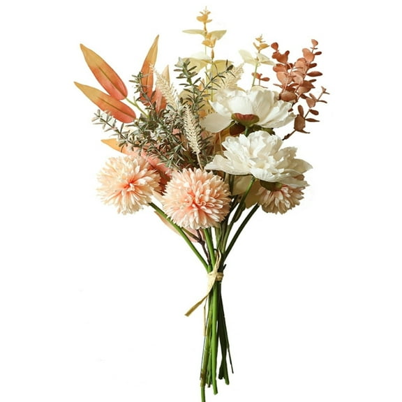 DISEN Artificial Flowers Faux Plants Dandelion and Peony Hydrangea Fake Flower Bouquet 17.3inch Silk Flower Arrangement for Wedding Party Table Centerpieces Home Decor-Champagne