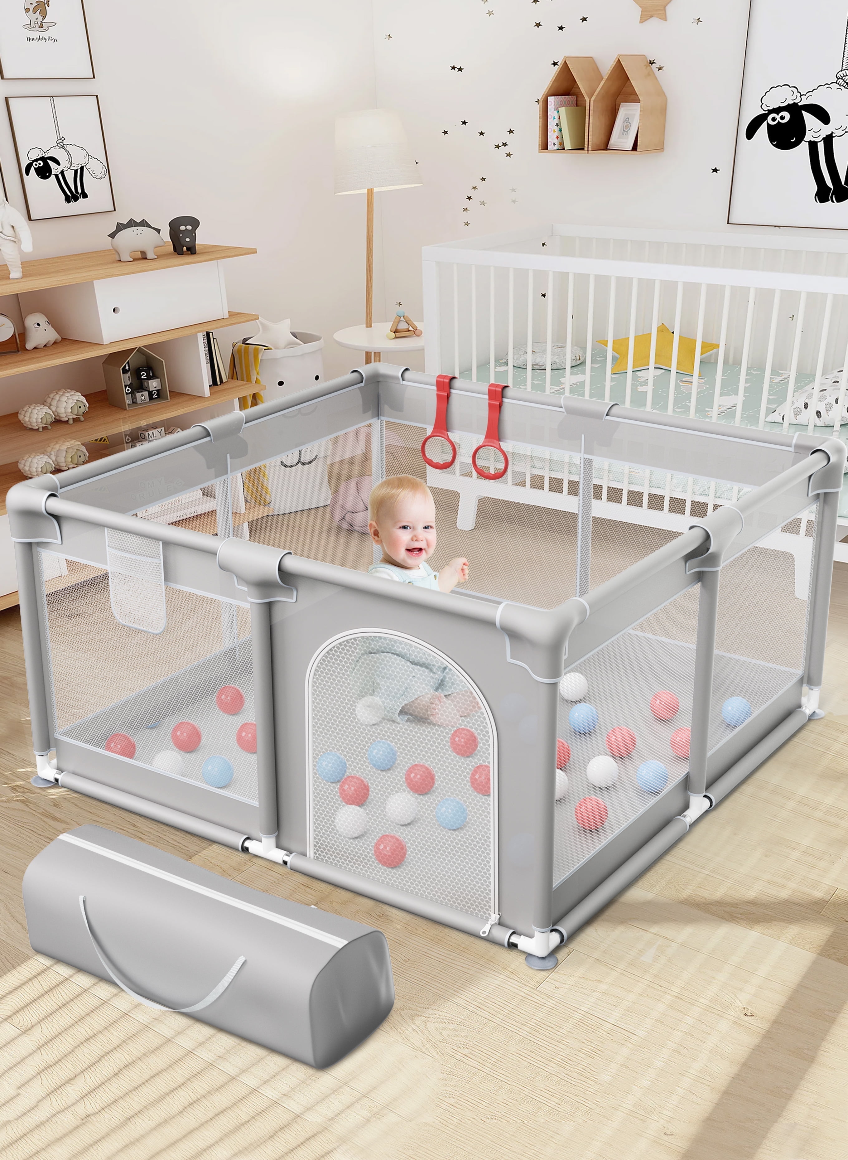DISEN Baby Playpen, 50x50 inch Large Playpen for Babies and Toddlers ...