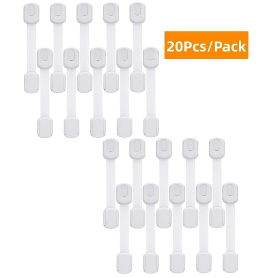 DISEN Baby Safety Locks for Cabinets - (20 Pack) Adjustable Cabinet Locks Baby Proofing, Child Proof Lock Latches, White