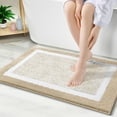 thumbnail image 1 of DISEN Bathroom Rugs 24x16, Extra Soft and Absorbent Microfiber Bath Mat, Non-Slip, Machine Washable, Quick Dry Shaggy Bath Carpet, Suitable for Bathroom Floor, Tub, Shower (Beige and White), 1 of 6