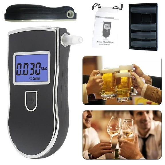 DISEN Breathalyzer, Professional-Grade Accuracy Digital Blue LED Screen Portable Breath Alcohol Tester with 25 Mouthpieces for Personal Home Use