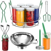 DISEN Canning Supplies Starter Kit, 7 Piece Canning Tools Set with Stainless Steel Rack, Wide Mouth Funnel, Kitchen Tongs, Jar Lifter, Magnetic Lid Lifter, jar Wrench, Bubble Popper
