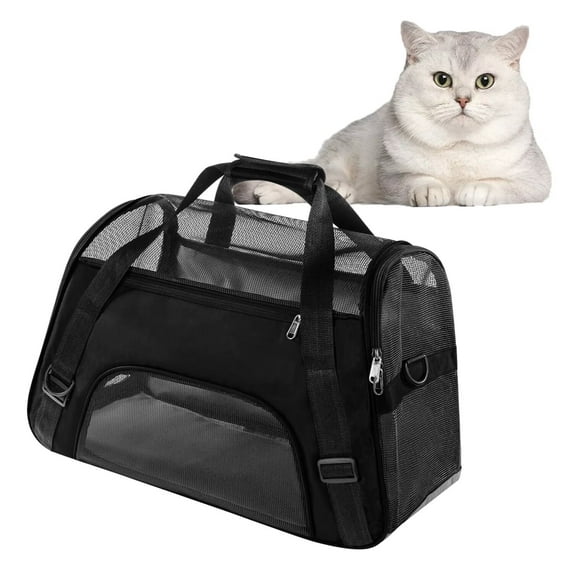 DISEN Cat Carrier Soft Pet Carrier,Pet Carrier Airline Approved Cat Carriers & Dog Carriers for Small Dogs,Breathable Mesh Travel Portable Bag & Pet Carrier for Cat,Black