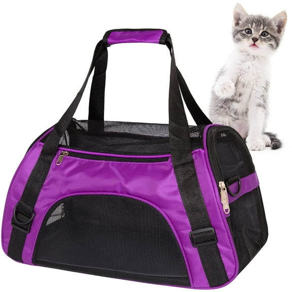 DISEN Cat Carrier Soft Pet Carrier,Pet Carrier Airline Approved Cat Carriers & Dog Carriers for Small Dogs,Breathable Mesh Travel Portable Bag & Pet Carrier for Cat,Purple