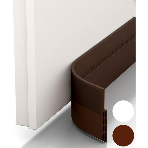 DISEN Door Draft Stopper, Under Door Sweep for Exterior & Interior Doors, Weather Stripping Door Seal, Garage Window Blocker Noise Cold Air Insulation, Draft Guard White 2" W x 39" L,Brown