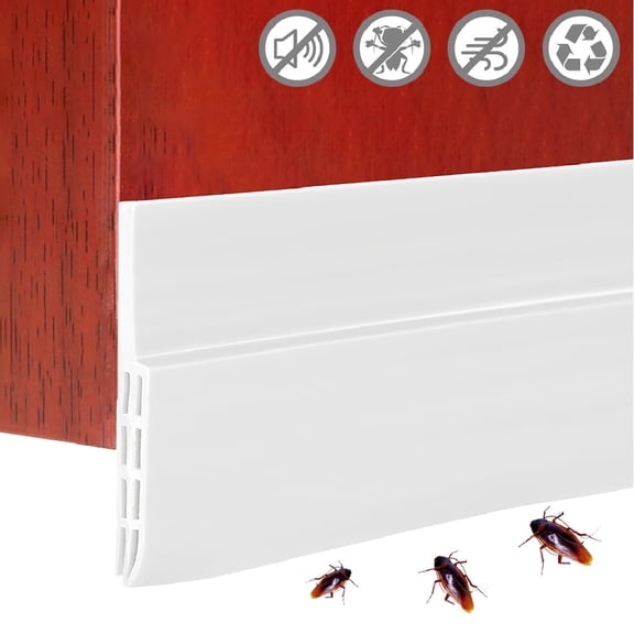 DISEN Door Draft Stopper Under Door Seal for Door Sweep Strip Soundproof Door Bottom Weather Stripping,White