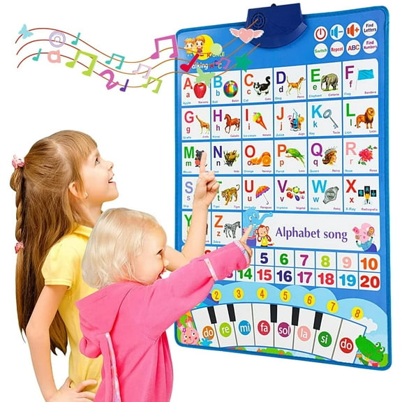 DISEN Electronic Interactive Alphabet Wall Chart, ABC Learning for Toddlers, Educational Preschool Poster, Alphabet Poster, Toddler Preschool Learning Toys for Ages 1-5,English & Spanish