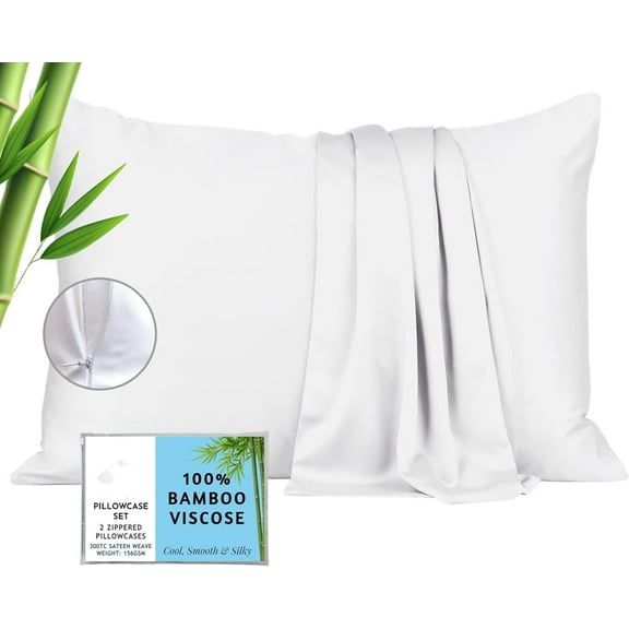 DISEN Envelope Pillow Cases Standard - 100% Viscose Bamboo Pillowcase 2-Pack Pillow Case Cooling Pillow Cases Standard Size, Protector Cover