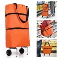 thumbnail image 1 of DISEN Folding Shopping Cart,Trolley Bag with Wheels,Folding Shopping Zipper Oxford Cloth Bag for Groceries with Wheels Bracket and Removable Bag Orange, 1 of 7