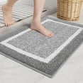 thumbnail image 1 of DISEN Gray Bathroom Rugs - Absorbent, Non Slip, Soft, Washable, Quick Dry, 16"x24" Small Light Grey and White Bath Mats for Bathroom, Microfiber Shower Mat Bath Rug Bathroom Carpet, 1 of 6