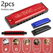 DISEN Harmonica, Set of 2 Children's Harmonica, 10 Holes Blues Harmonica, Key of C - for Kids and Beginners, Adults Gift, Lightweight, Compact