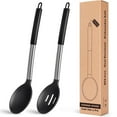 thumbnail image 1 of DISEN Heat Resistant Large Silicone Cooking Spoon, Solid Slotted Spoons, Nonstick Kitchen Cookware Utensils, Mixing, Serving, Stiring Large Spoons, Black, 1 of 6