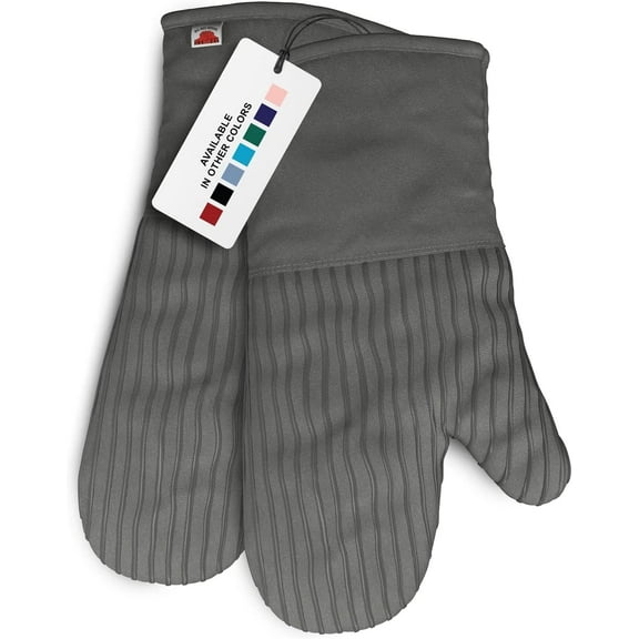 DISEN Heat-Resistant Oven Mitts - Set of 2 Silicone Kitchen Oven Mitt Gloves, Grey
