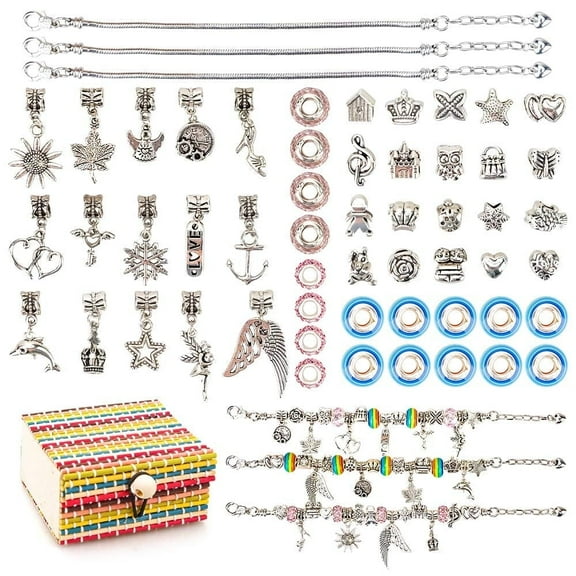 DISEN Jewellery Charm Making Set for 6 Year Old Girl Friendship Bracelet Making Kit for Kids Age 7 8 9 10 Girls Gifts for 7 8 9 10 Year Old Toy for 6-12 Year Old Teenage Girls Birthday Gifts