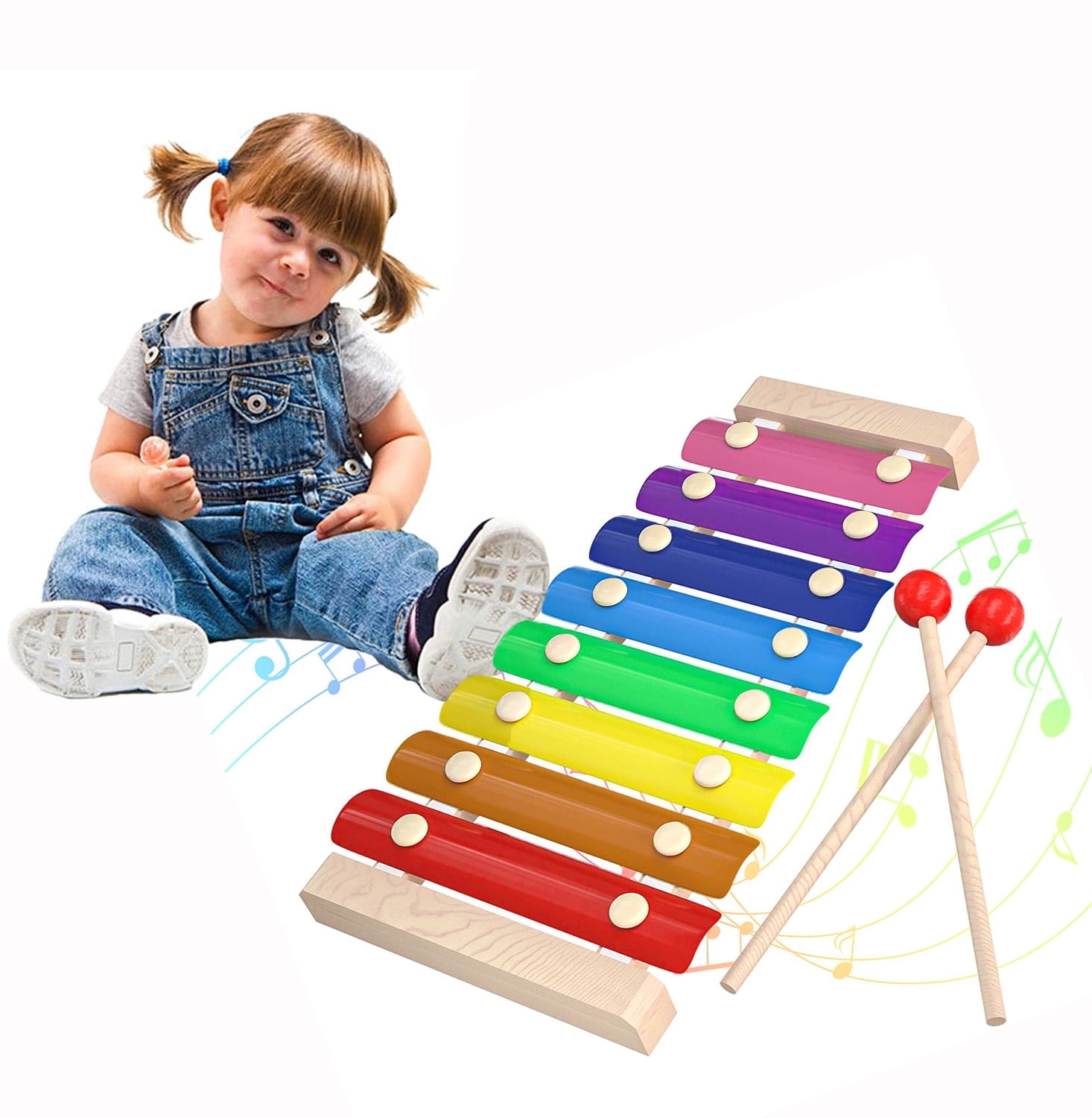 DISEN Kids Xylophone Instrument,Wooden Xylophone with Child Safe