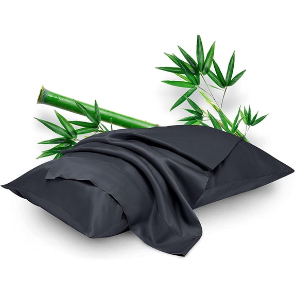 DISEN King Pillowcase - 100% Rayon Derived from Bamboo Dark Grey Pillowcase Set of 2 Pack, Ultra Soft and Breathable Pillow Covers with Envelope Closure, Best Gift Choice, 20x40 Inches