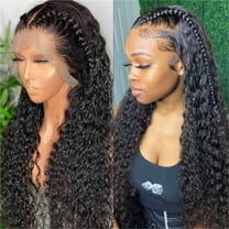 DISEN Lace Front Human Hair Wigs 13×4 Water Wave HD Front Lace Wigs Brazilian Human Hair Wigs 180% Density for Black Women Natural Color 28 inch