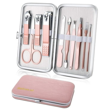 DISEN Manicure Set, Travel Mini Nail Clippers Kit Pedicure Care Tools, 10pcs Stainless Steel Grooming kit