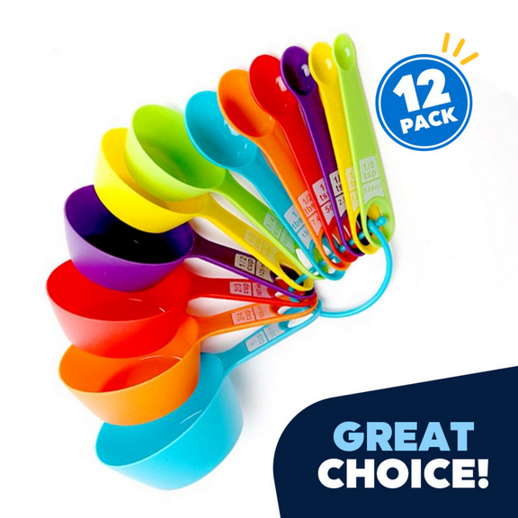 DISEN Measuring Cups and Spoons Set of 12 Pieces, Nesting Measure Stackable Cups for Dry and Liquid Ingredients, Great for Baking and Cooking (Random Color)