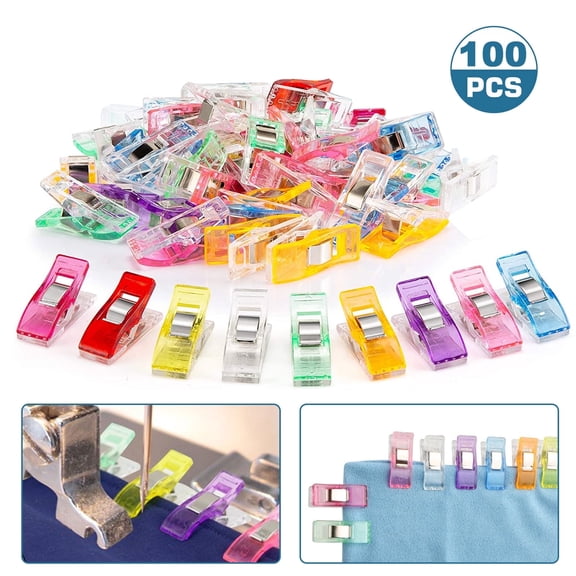 DISEN Multipurpose Sewing Clips Pack of 100, Assorted Colors Quilting Clips for Sew Binding Quilting Crafting Paper Work and Hanging Little Things
