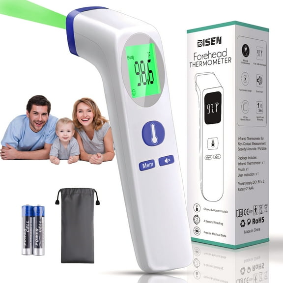 DISEN No-Touch Forehead Thermometer for Adults and Kids, Digital Infrared Thermometer, Touchless Temperature Reader, Body & Objects Mode, Non Contact, Black
