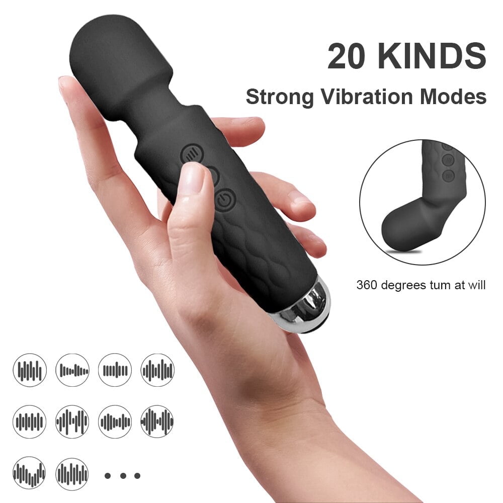 DISEN Personal Massager Wand, Wand Massager with 8 Speeds 20 Vibrating Patterns, Silent and Waterproof - Black