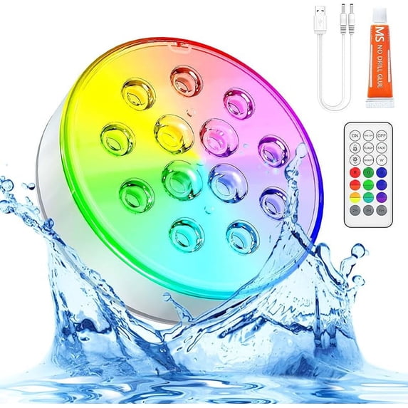 DISEN Pool Lights, Upgraded Rechargeable Submersible LED Lights with ...