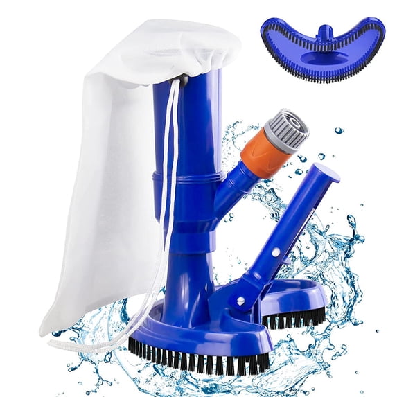 DISEN Portable Pool Vacuum Jet Underwater Cleaner W/Brush & Leaf Bag, Swimming Pool Spa Jet Vacuum Cleaner, Handheld Portable Pool Vacuum for Above Ground Pool, Spas, Ponds & Fountains