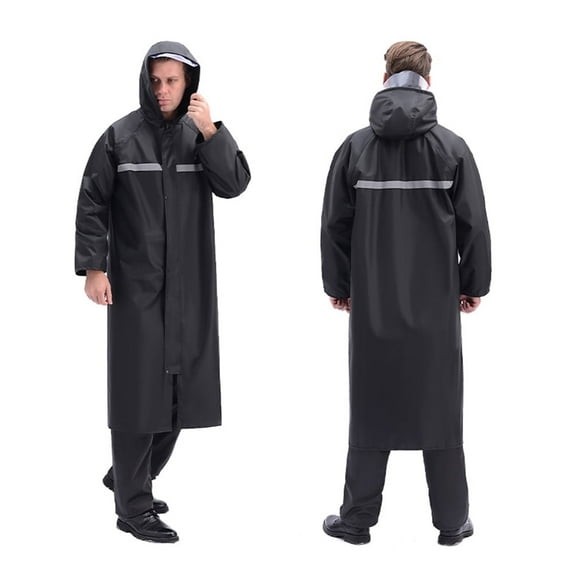 DISEN Raincoat Waterproof Men's Long Rain Jacket Lightweight Rainwear Reflective Reusable with Hood