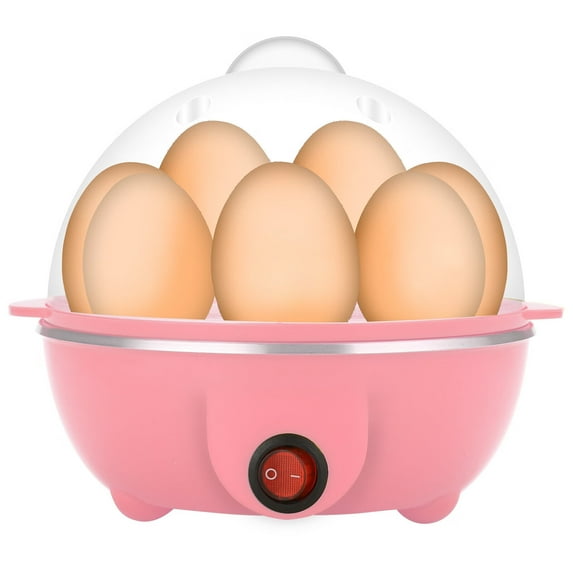 DISEN Rapid Egg Cooker Electric for Hard Boiled, Poached, Scrambled Eggs, Omelets, Steamed Vegetables, Seafood, Dumplings, 7 capacity, with Auto Shut Off Feature,Pink