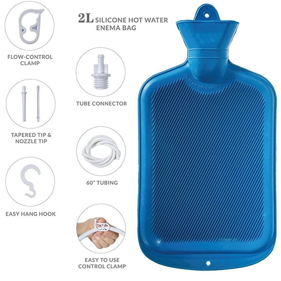 DISEN Reusable 2L Enema Bag Colonic Cleaning Irrigation Detox Rubber Bag Kit