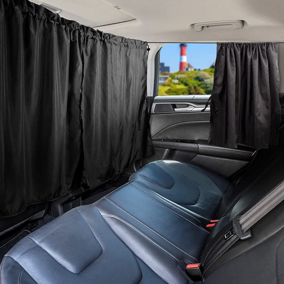 DISEN Set of 3 Car Privacy Curtains - 1 Rear Seat & 2 Side Windows Divider Curtain Baby Shades, Wide Sedan SUV Sunshade Screen Covers for Travel Camping Nap Sleeping