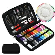 DISEN Sewing Kit with Case, 130 pcs Sewing Supplies for Home Travel and Emergency, Kids Machine, Contains 24 Spools of Thread of 100m, Mending and Sewing Needles, Scissors, Thimble, Tape Measure etc