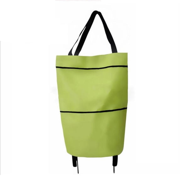 DISEN Shopping Trolley Bag Portable multi-function Oxford Folable Tote bag Shopping Cart Reusable Grocery Bags with Wheels Rolling Grocery Cart,Green