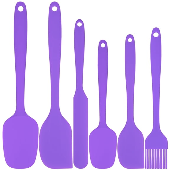 DISEN Silicone Spatula Set of 6, Food Grade Rubber Spatulas and Cooking Utensils, Heat-Resistant Kitchen Non Stick Utensils for Cooking, Baking, Mixing, Scraping, BPA-Free, Dishwasher Safe(Purple)