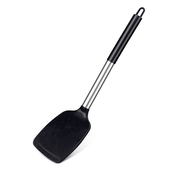 DISEN Silicone Spatula Turner, Non-Stick Solid Non Slotted Spatula for Home Kitchen Use,Black