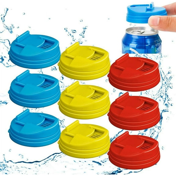 DISEN Soda Can Covers, 2024 Upgraded Can Covers for Soda Cola Can Lid Covers Round Protector, Reusable Plastic Can Spill Stopper or Protector For Fit Standard Size Cans 2.4 Inches (9pcs)