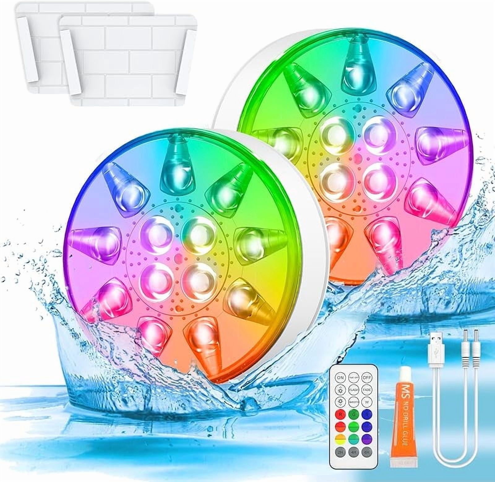DISEN Submersible LED Lights 2 Pack, Floating Pool Lights Rechargeable ...