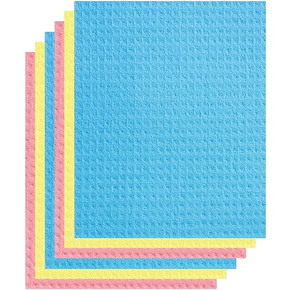 DISEN Swedish Dishcloths - 10 Pack of Cellulose Cleaning Cloths - Eco-Friendly No Odor Reusable Cellulose Sponge Cloths - Machine Washable Absorbent Cleaning Dish Cloths for Kitchen