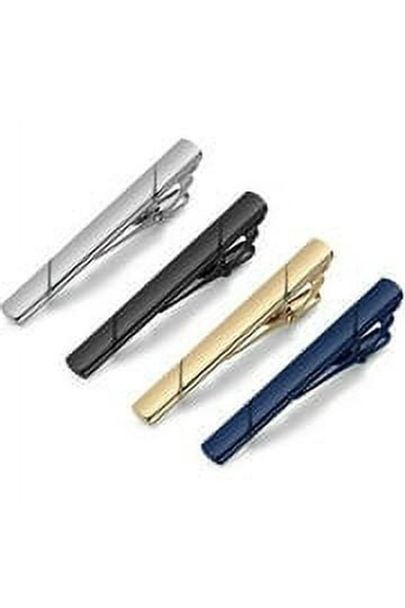 DISEN Tie Clips for Men, Black Gold Blue Gray Silver Tie Bar Set for Regular Ties, Luxury Box Gift Ideas