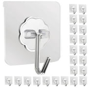 DISEN Wall Hooks for Hanging 33lb(Max) Heavy Duty Self Adhesive Hooks 24 Pack Transparent Waterproof Sticky Hooks for Keys Bathroom Shower Outdoor Kitchen Door Home Improvement Utility Hooks