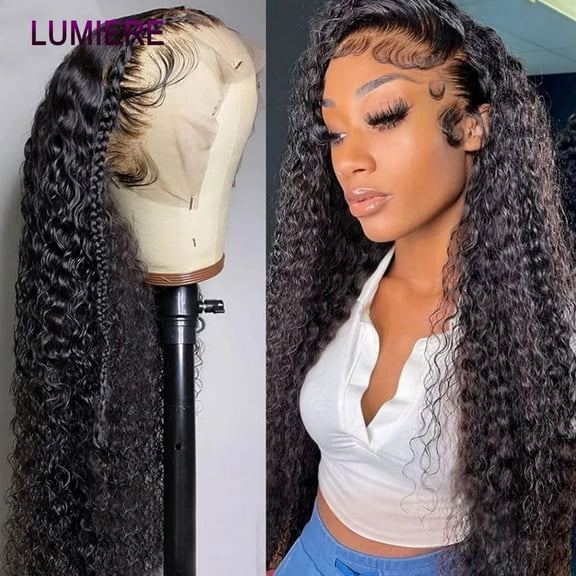 DISEN Water Wave 150 Density 13x4 Lace Front Human Hair Wig 30 34 Inch Water Curly Brazilian 13x4 Frontal Wigs For Black Women 34 inch