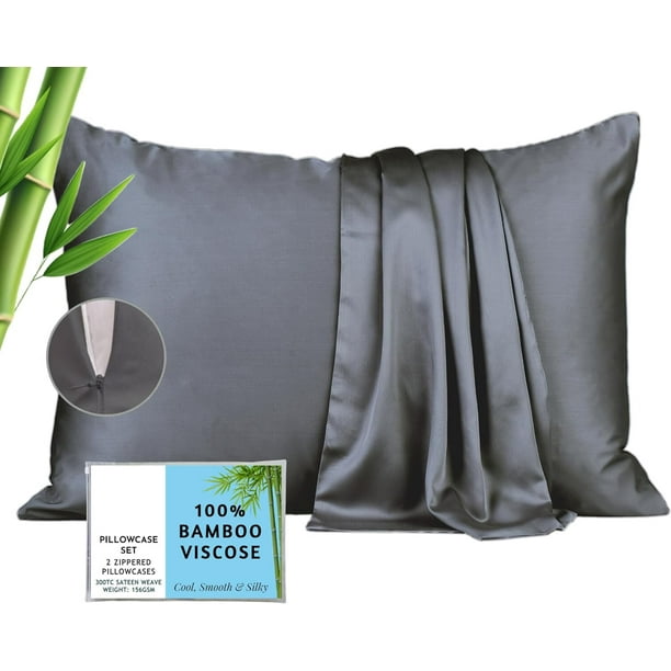 DISEN Zipper Pillow Cases Standard 100 Viscose Bamboo Pillowcase 2 Pack Zip Up Pillow Case Cooling Zippered Pillow Cases Standard Size Protector